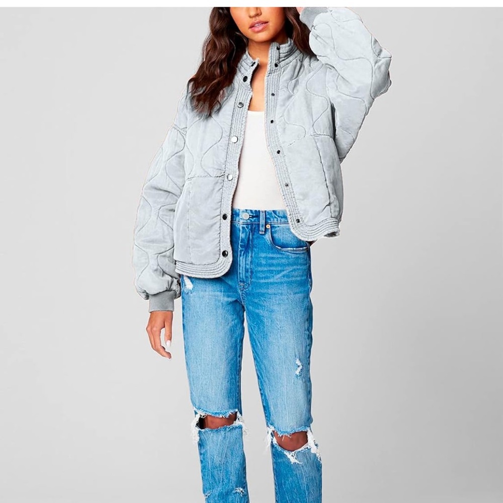 BLANKNYC girls Light Wash Quilted Jacket, Comfortable & Stylish Coat